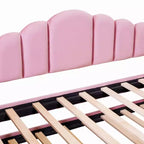 Twin Size Upholstered Sofa Bed with Trundle & USB Charging Station, Velvet Daybed for Bedroom, Pink