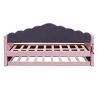 Twin Size Upholstered Sofa Bed with Trundle & USB Charging Station, Velvet Daybed for Bedroom, Pink