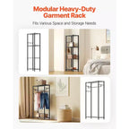 VIYET Heavy Duty Freestanding Clothing Rack - Steel Frame, Storage Shelves, 800LBS Load