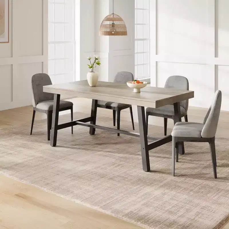 Acekool Industrial Dining Table, Rectangular Kitchen & Dining Room Table for 4-6, Rustic Wood and Metal Design