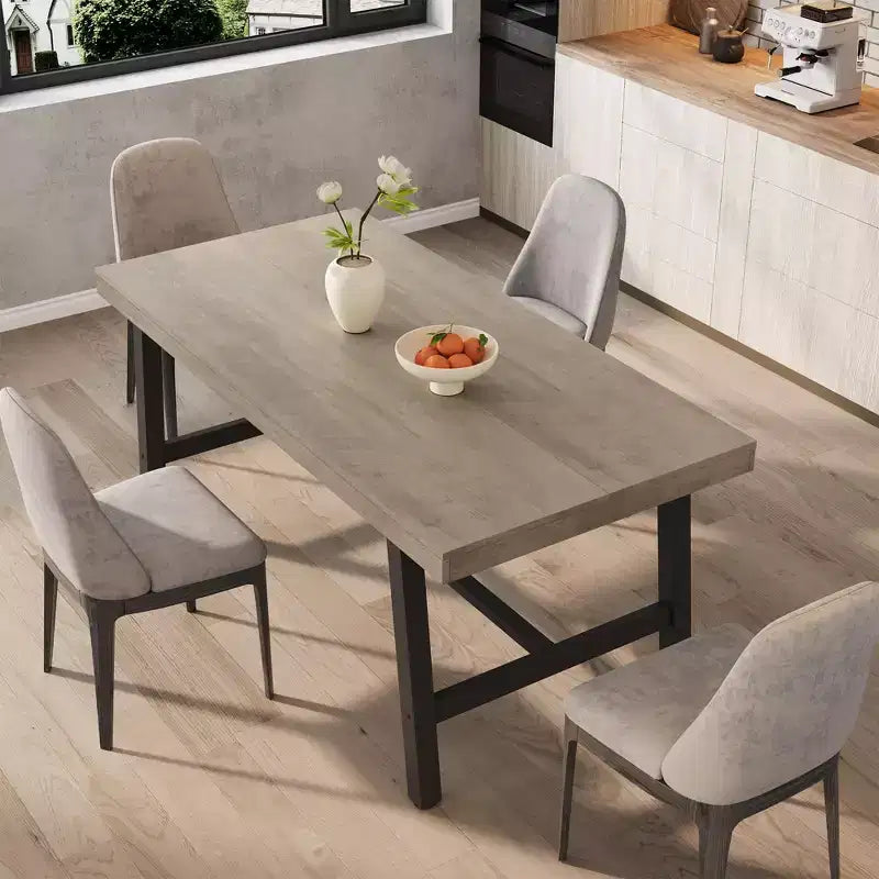 Acekool Industrial Dining Table, Rectangular Kitchen & Dining Room Table for 4-6, Rustic Wood and Metal Design