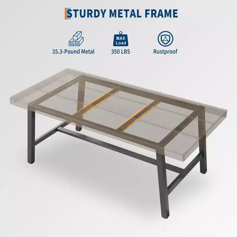 Acekool Industrial Dining Table, Rectangular Kitchen & Dining Room Table for 4-6, Rustic Wood and Metal Design