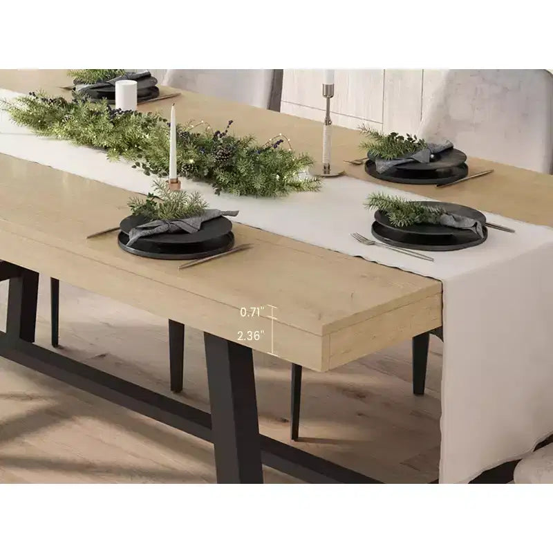 Acekool Industrial Dining Table, Rectangular Kitchen & Dining Room Table for 4-6, Rustic Wood and Metal Design