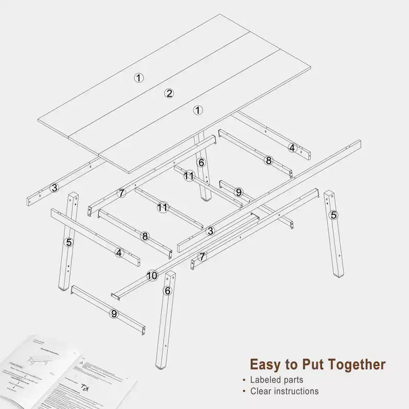 Acekool Industrial Dining Table, Rectangular Kitchen & Dining Room Table for 4-6, Rustic Wood and Metal Design