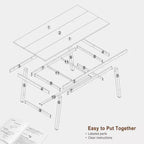 Acekool Industrial Dining Table, Rectangular Kitchen & Dining Room Table for 4-6, Rustic Wood and Metal Design