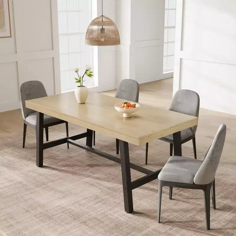 Acekool Industrial Dining Table, Rectangular Kitchen & Dining Room Table for 4-6, Rustic Wood and Metal Design
