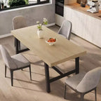 Acekool Industrial Dining Table, Rectangular Kitchen & Dining Room Table for 4-6, Rustic Wood and Metal Design