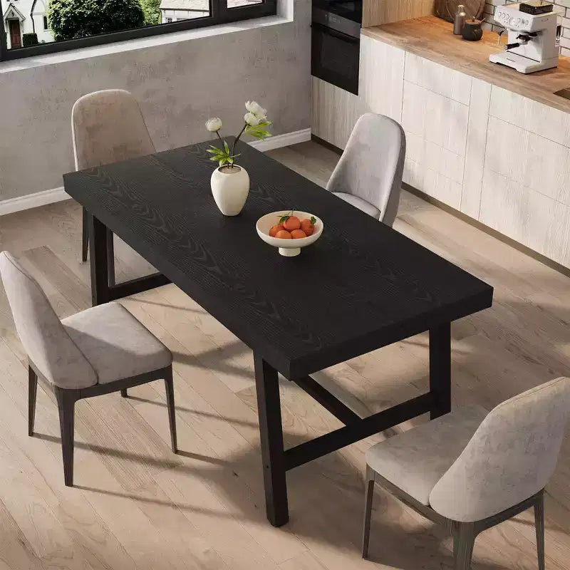 Acekool Industrial Dining Table, Rectangular Kitchen & Dining Room Table for 4-6, Rustic Wood and Metal Design