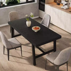 Acekool Industrial Dining Table, Rectangular Kitchen & Dining Room Table for 4-6, Rustic Wood and Metal Design