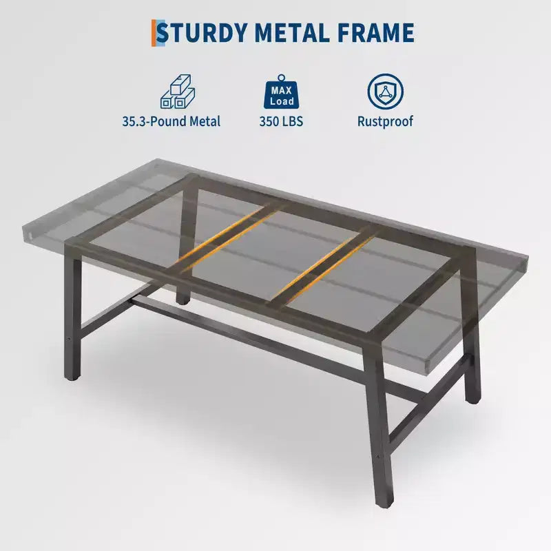 Acekool Industrial Dining Table, Rectangular Kitchen & Dining Room Table for 4-6, Rustic Wood and Metal Design