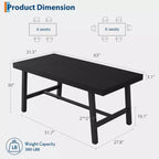 Acekool Industrial Dining Table, Rectangular Kitchen & Dining Room Table for 4-6, Rustic Wood and Metal Design