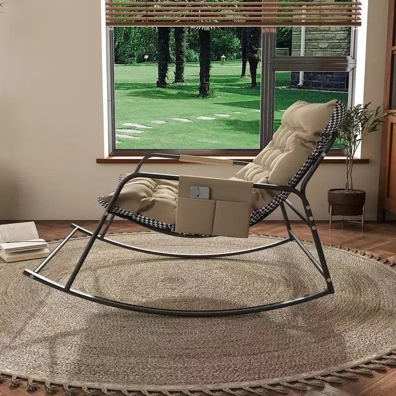 Rocking Chair with Storage, Cushions & ArmrestsAll-Season Ergonomic Lounge Chair, Breathable Comfort for Bedroom, Living Room, Patio, Garden