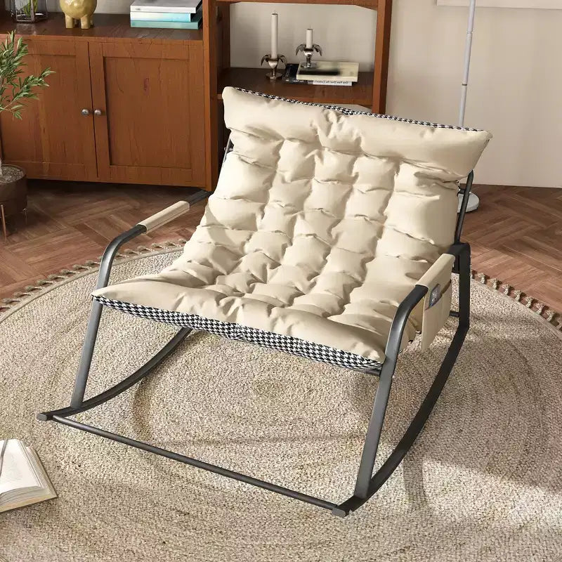 Rocking Chair with Storage, Cushions & ArmrestsAll-Season Ergonomic Lounge Chair, Breathable Comfort for Bedroom, Living Room, Patio, Garden