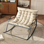 Rocking Chair with Storage, Cushions & ArmrestsAll-Season Ergonomic Lounge Chair, Breathable Comfort for Bedroom, Living Room, Patio, Garden