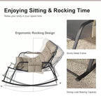 Rocking Chair with Storage, Cushions & ArmrestsAll-Season Ergonomic Lounge Chair, Breathable Comfort for Bedroom, Living Room, Patio, Garden