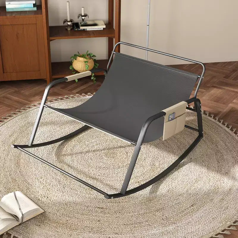 Rocking Chair with Storage, Cushions & ArmrestsAll-Season Ergonomic Lounge Chair, Breathable Comfort for Bedroom, Living Room, Patio, Garden