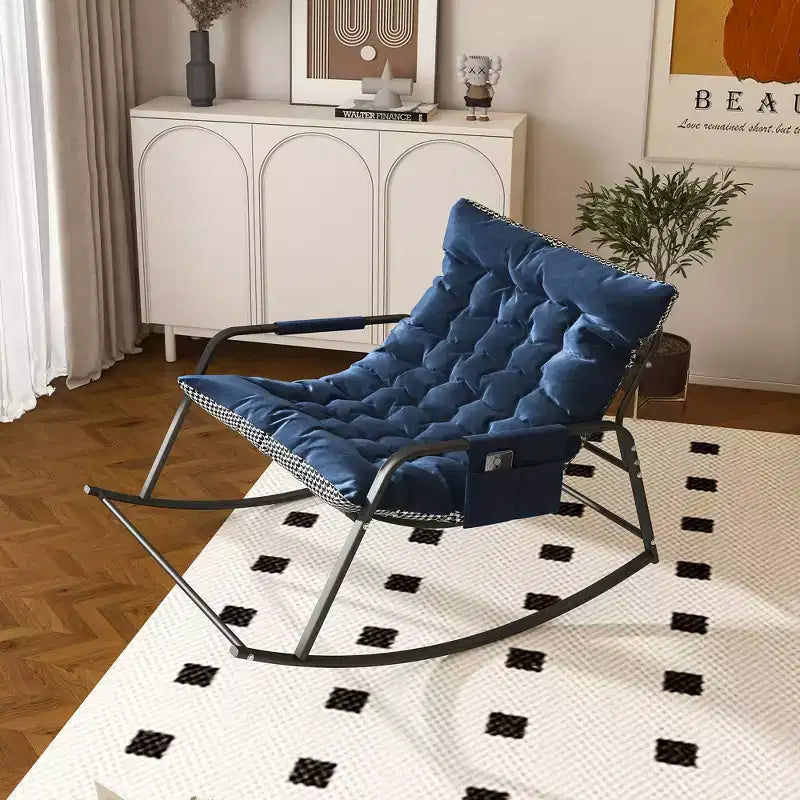 Rocking Chair with Storage, Cushions & ArmrestsAll-Season Ergonomic Lounge Chair, Breathable Comfort for Bedroom, Living Room, Patio, Garden