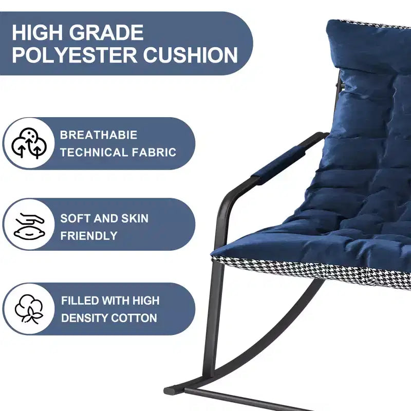 Rocking Chair with Storage, Cushions & ArmrestsAll-Season Ergonomic Lounge Chair, Breathable Comfort for Bedroom, Living Room, Patio, Garden