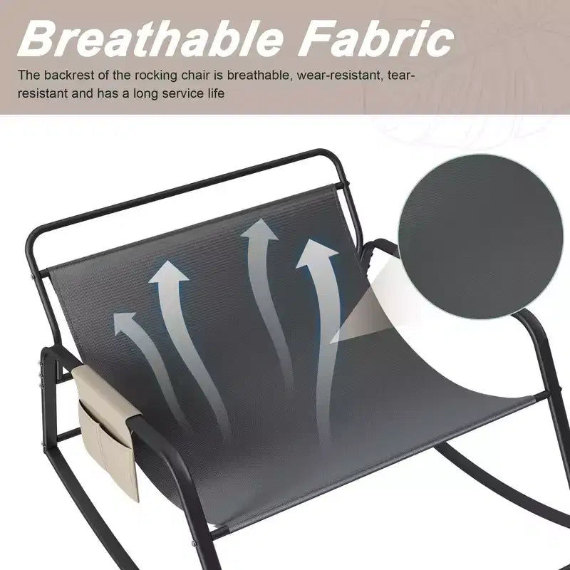 Rocking Chair with Storage, Cushions & ArmrestsAll-Season Ergonomic Lounge Chair, Breathable Comfort for Bedroom, Living Room, Patio, Garden