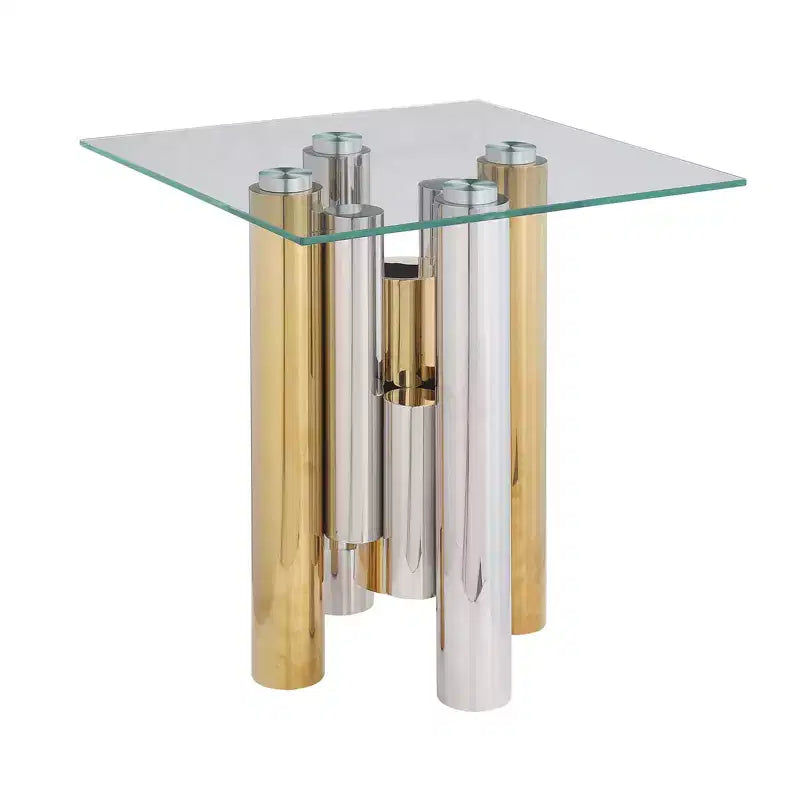 Rectangular Coffee Table with Clear Tempered Glass Top, Stainless Steel Frame Modern Sleek Center Table, Mid Century Center Table