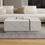 A Rectangular Sliding Top Coffee Table with 2 Drawers and 2 Hidden Storage Spaces, Suitable for the Living Room