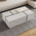 A Rectangular Sliding Top Coffee Table with 2 Drawers and 2 Hidden Storage Spaces, Suitable for the Living Room