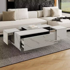 A Rectangular Sliding Top Coffee Table with 2 Drawers and 2 Hidden Storage Spaces, Suitable for the Living Room