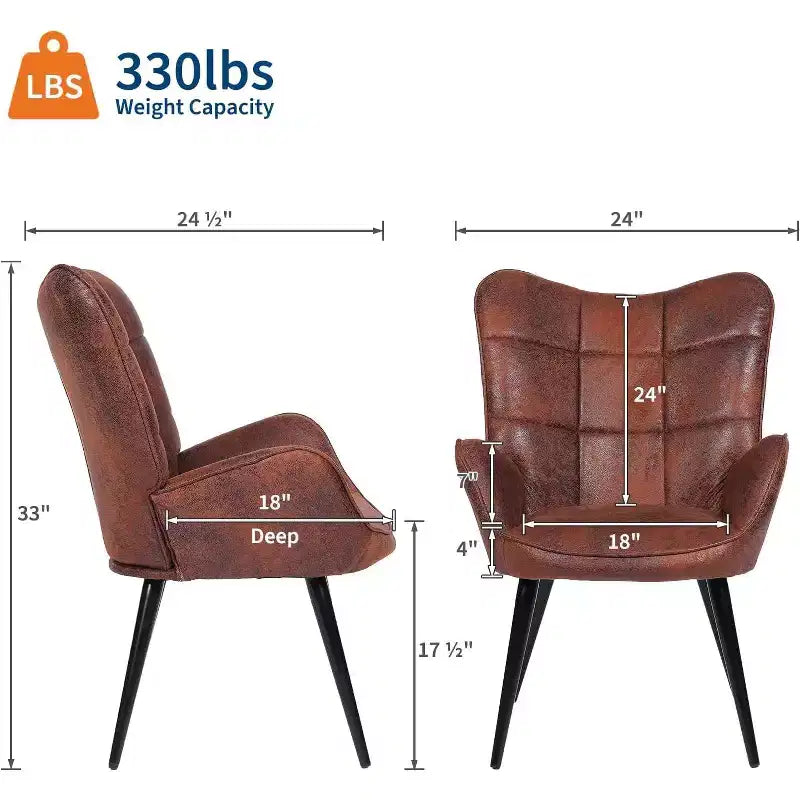 Acekool Modern Dining Room Chair, Faux Leather Mid Century Accent Chair with Metal Legs & Back Support for Dining, Kitchen