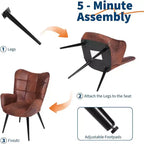 Acekool Modern Dining Room Chair, Faux Leather Mid Century Accent Chair with Metal Legs & Back Support for Dining, Kitchen