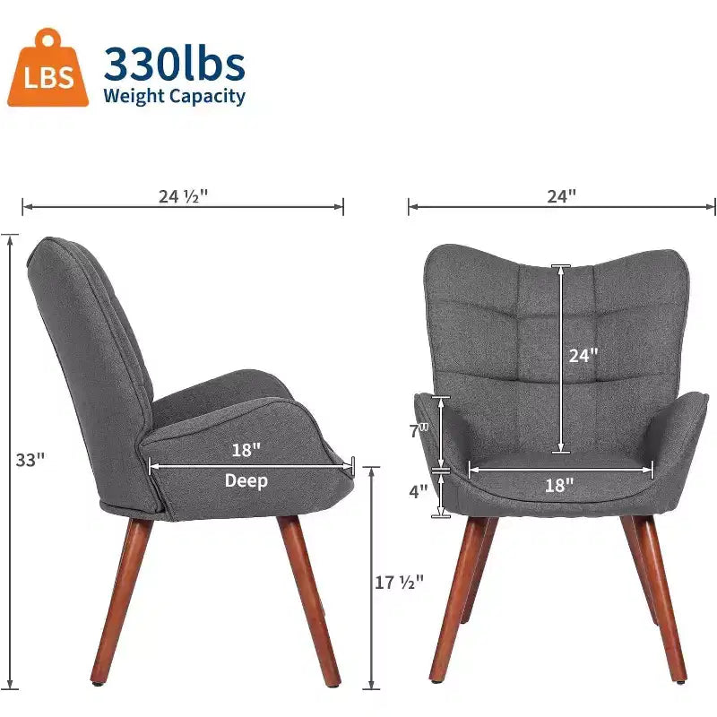 Acekool Modern Dining Room Chair, Faux Leather Mid Century Accent Chair with Metal Legs & Back Support for Dining, Kitchen