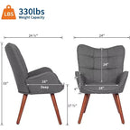 Acekool Modern Dining Room Chair, Faux Leather Mid Century Accent Chair with Metal Legs & Back Support for Dining, Kitchen
