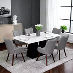 Acekool Modern Dining Room Chair, Faux Leather Mid Century Accent Chair with Metal Legs & Back Support for Dining, Kitchen