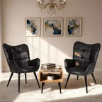 Acekool Modern Dining Room Chair, Faux Leather Mid Century Accent Chair with Metal Legs & Back Support for Dining, Kitchen