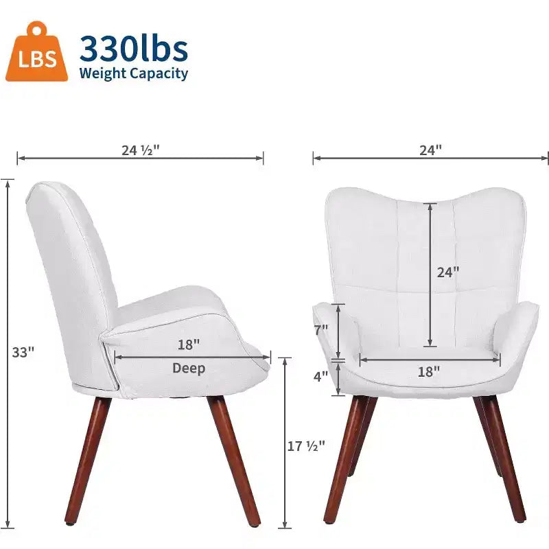 Acekool Modern Dining Room Chair, Faux Leather Mid Century Accent Chair with Metal Legs & Back Support for Dining, Kitchen