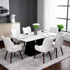 Acekool Modern Dining Room Chair, Faux Leather Mid Century Accent Chair with Metal Legs & Back Support for Dining, Kitchen