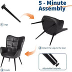 Acekool Modern Dining Room Chair, Faux Leather Mid Century Accent Chair with Metal Legs & Back Support for Dining, Kitchen