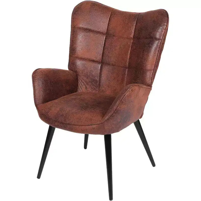Acekool Modern Dining Room Chair, Faux Leather Mid Century Accent Chair with Metal Legs & Back Support for Dining, Kitchen