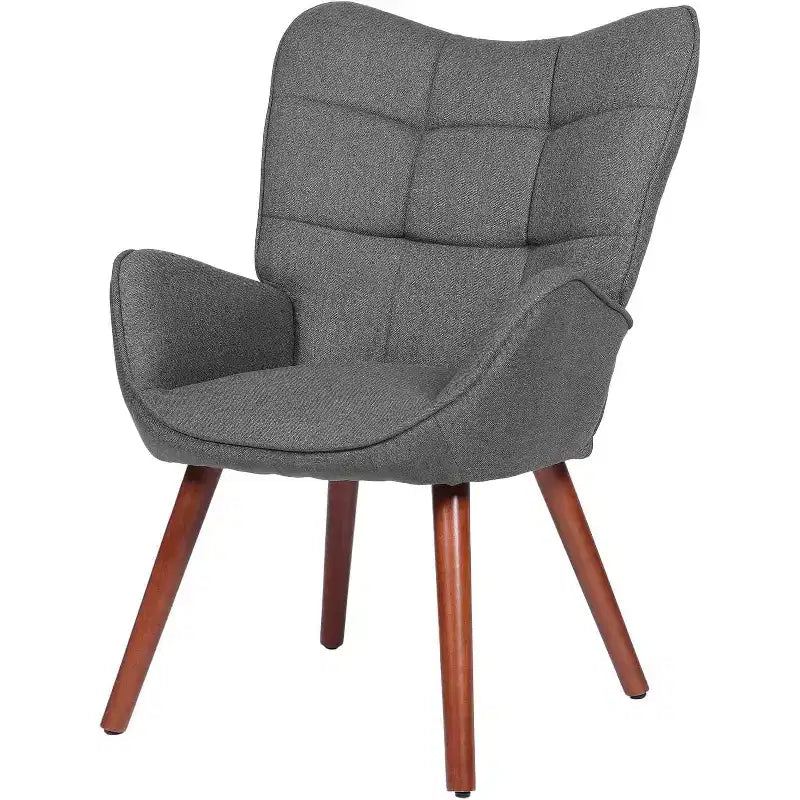 Acekool Modern Dining Room Chair, Faux Leather Mid Century Accent Chair with Metal Legs & Back Support for Dining, Kitchen