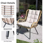 LAUSAINT HOME 3 Piece Outdoor Bistro Set Patio Furniture with Coffee Table and Thick Cushions