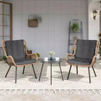 LAUSAINT HOME 3 Piece Outdoor Bistro Set Patio Furniture with Coffee Table and Thick Cushions