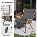 LAUSAINT HOME 3 Piece Outdoor Bistro Set Patio Furniture with Coffee Table and Thick Cushions