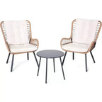 LAUSAINT HOME 3 Piece Outdoor Bistro Set Patio Furniture with Coffee Table and Thick Cushions