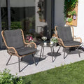 LAUSAINT HOME 3 Piece Outdoor Bistro Set Patio Furniture with Coffee Table and Thick Cushions