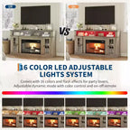 58 Modern TV Stand for 70'' TV - Glass Door Cabinet with Adjustable Shelf, Fits 23'' Electric Fireplace