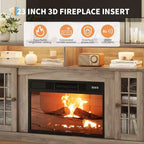 58 Modern TV Stand for 70'' TV - Glass Door Cabinet with Adjustable Shelf, Fits 23'' Electric Fireplace
