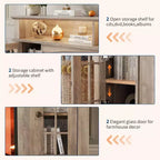 58 Modern TV Stand for 70'' TV - Glass Door Cabinet with Adjustable Shelf, Fits 23'' Electric Fireplace