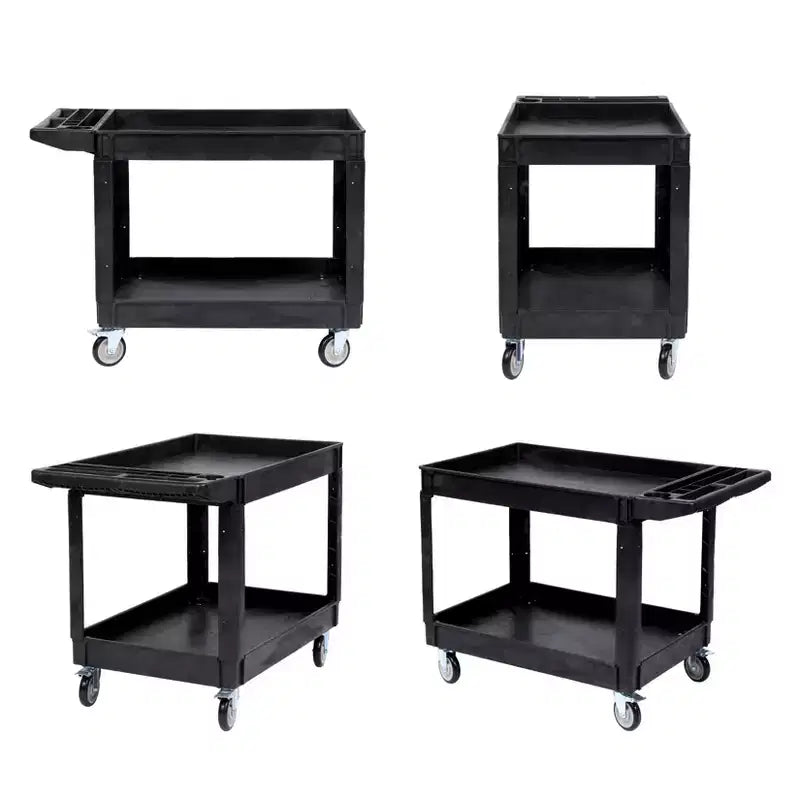 COZONY 45x25 2-Tier Utility Cart w/ Wheels, 550LBS Capacity, Rolling Cart w/ Lipped Shelves