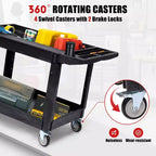 COZONY 45x25 2-Tier Utility Cart w/ Wheels, 550LBS Capacity, Rolling Cart w/ Lipped Shelves