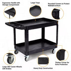 COZONY 45x25 2-Tier Utility Cart w/ Wheels, 550LBS Capacity, Rolling Cart w/ Lipped Shelves