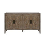 60 Modern Farmhouse Sideboard Buffet, 4-Door Geometric Patterned Accent Storage Cabinet with Adjustable Shelves - Panipeachy